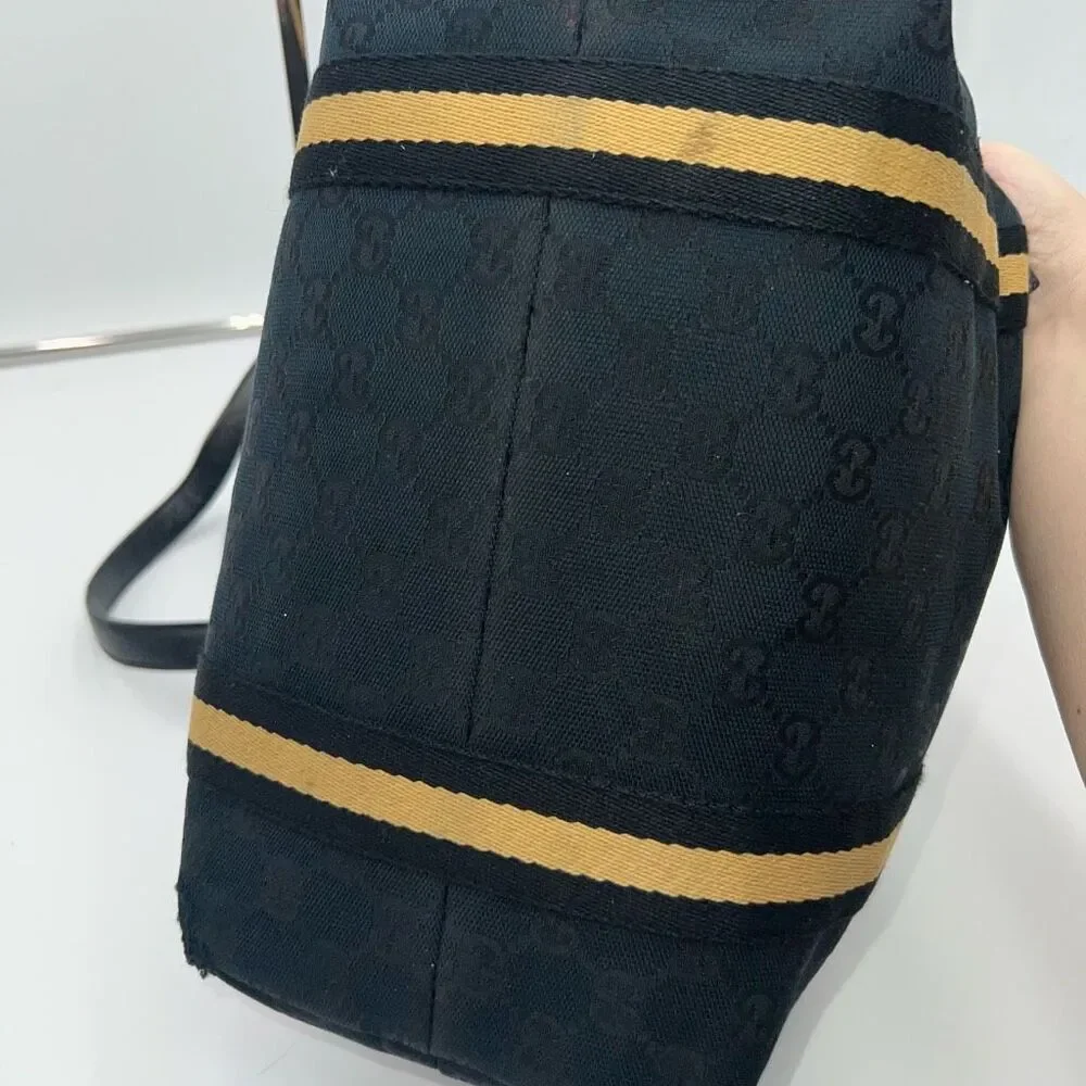 Gucci Vintage Jolicoeur GG Monogram Canvas Medium Tote Black